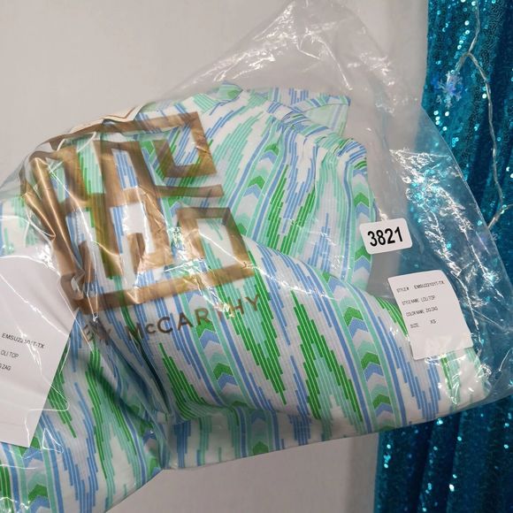 NWT/Bag Emily McCarthy Loli Top Blouse SZ XS Zig Zag Pattern Buttons $180 MSRP - Picture 3 of 14